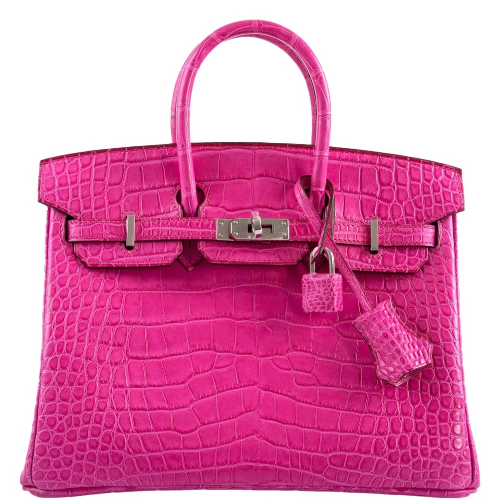HERMÈS BIRKIN 25 ROSE SHOCKING MATTE ALLIGATOR PALLADIUM HARDWARE - 2024
